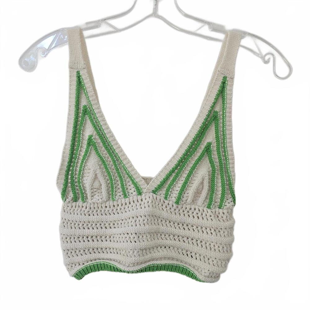 Crocheted Halter Top With Green-Trimmed Top - Made in Italy!